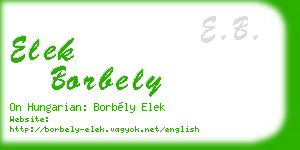 elek borbely business card